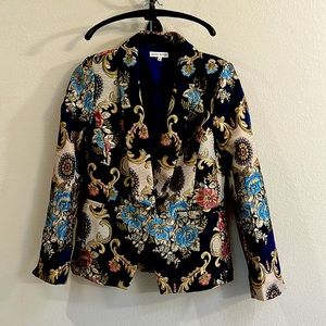 Moon River Dark Navy brocade blazer jacket, size S